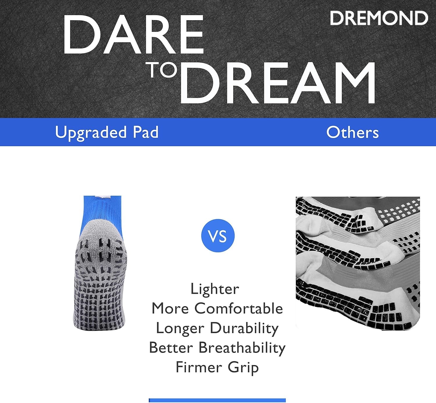 anti Slip Soccer Socks (2 Pairs), Non-Slip Football Socks, Grip Baseball Socks