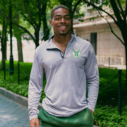 NBA Mens NBA Official Quarter Zip Long Sleeve Pullover T-Shirt