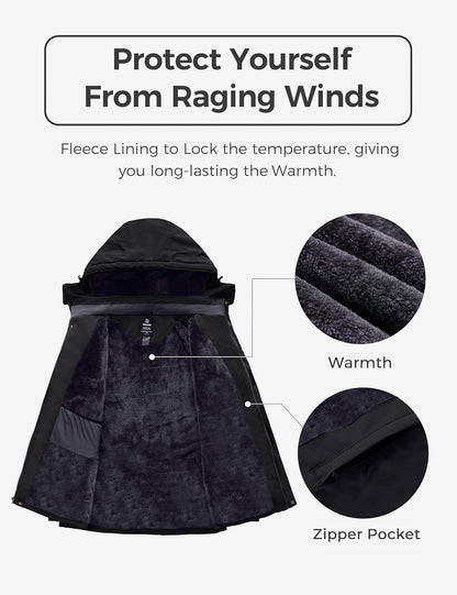 Men'S plus Size Waterproof Ski Jacket Big&Tall Warm Winter Hooded Coat Snow Mountain Windbreaker