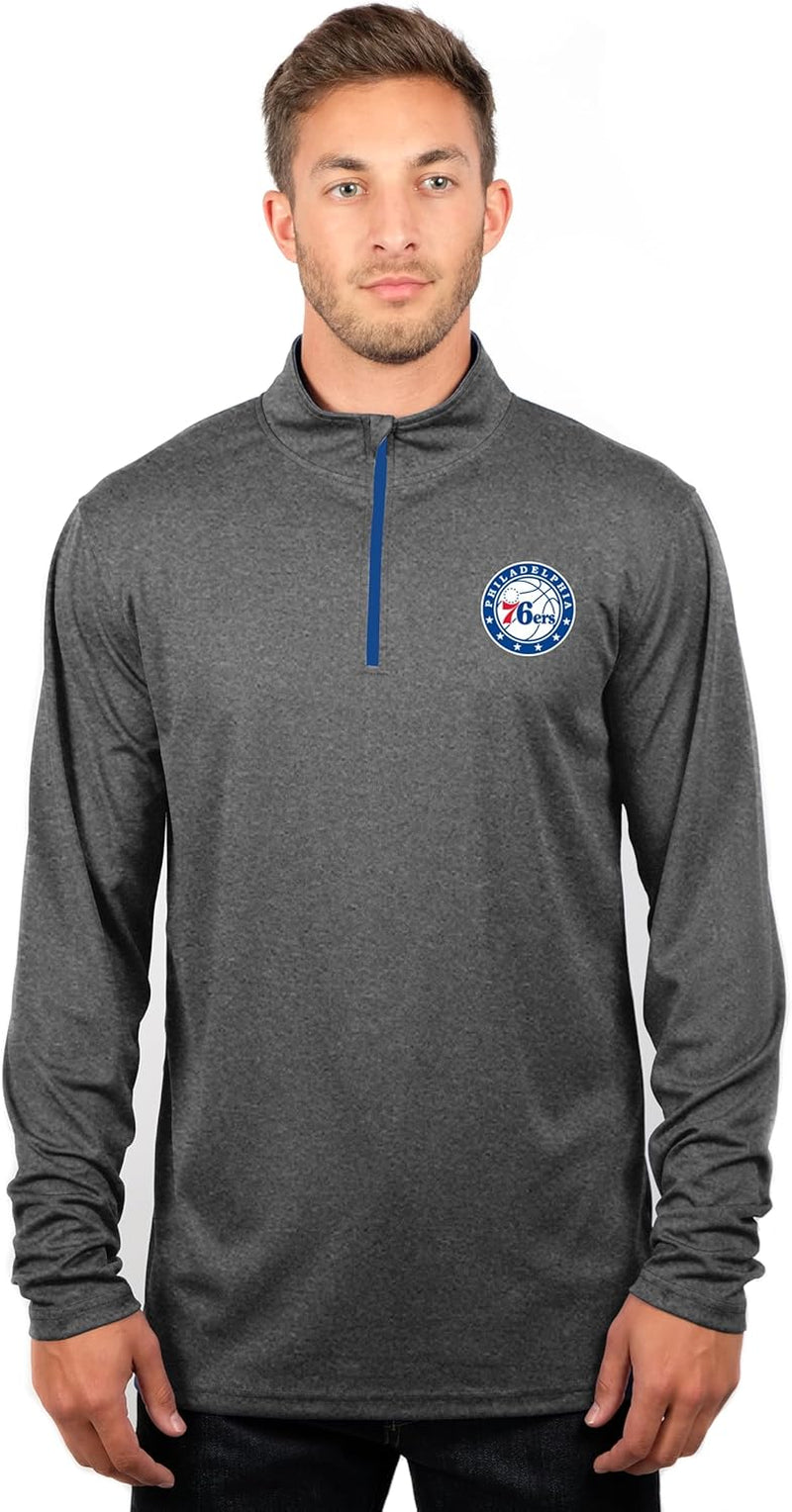 NBA Mens NBA Official Quarter Zip Long Sleeve Pullover T-Shirt